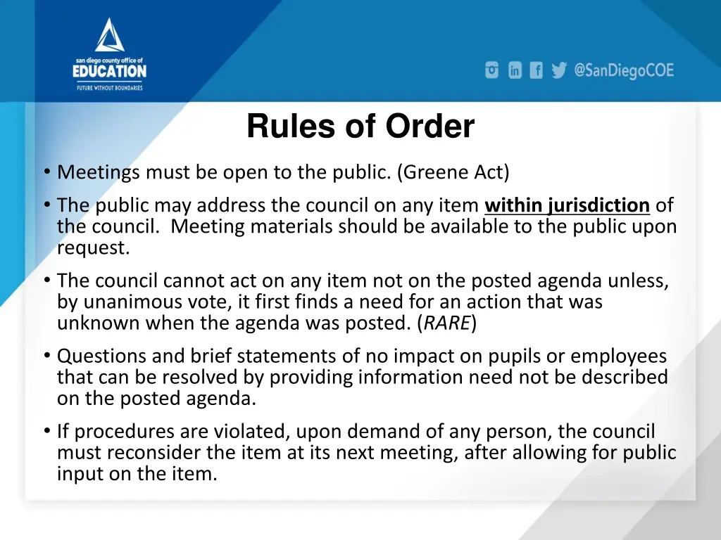 rules of order 1