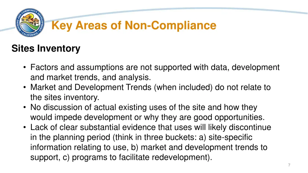 key areas of non compliance 1