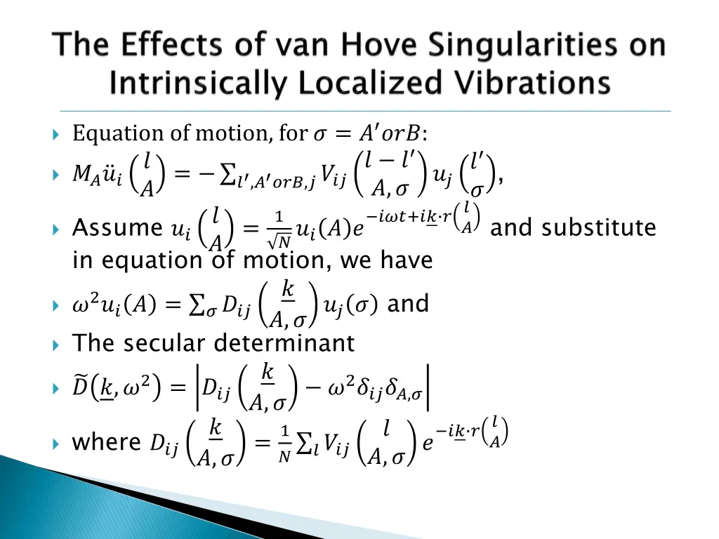 equation of motion for assume in equation