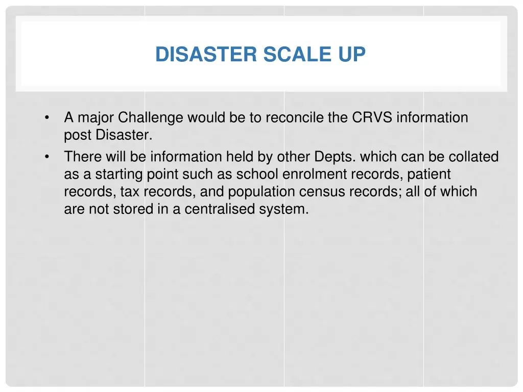 disaster scale up