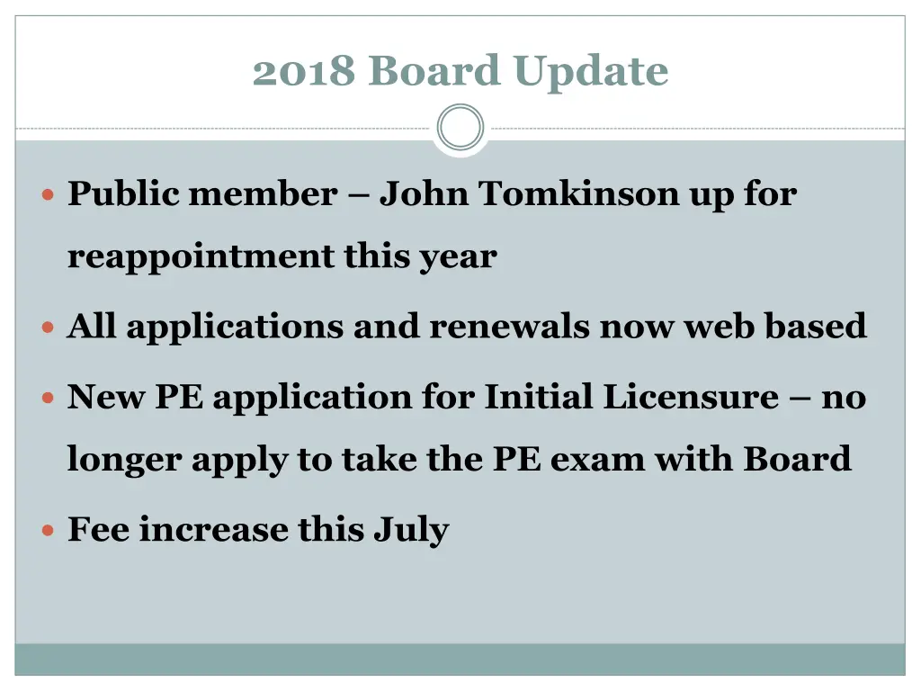 2018 board update