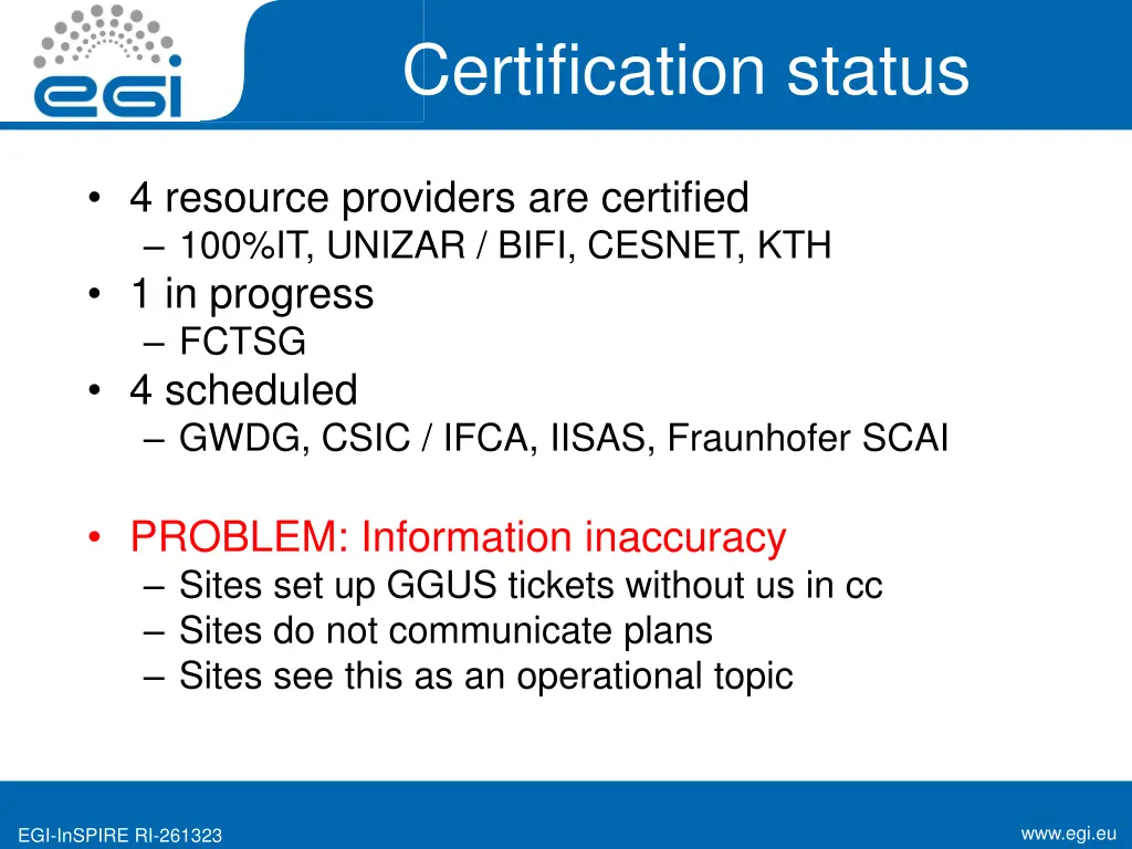 certification status
