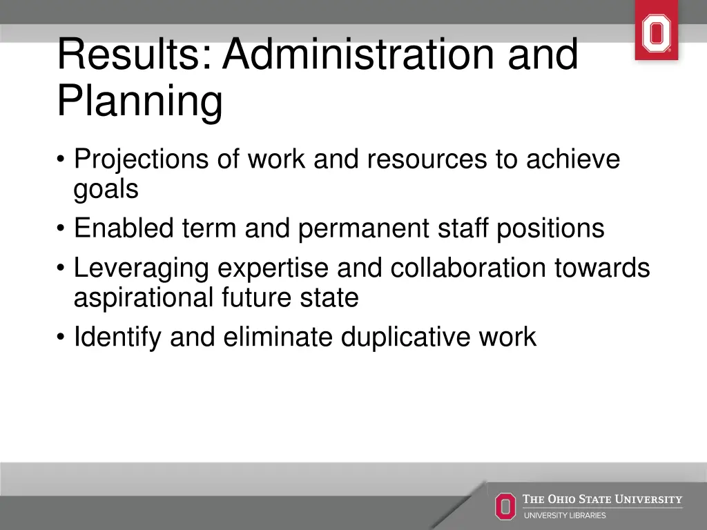 results administration and planning