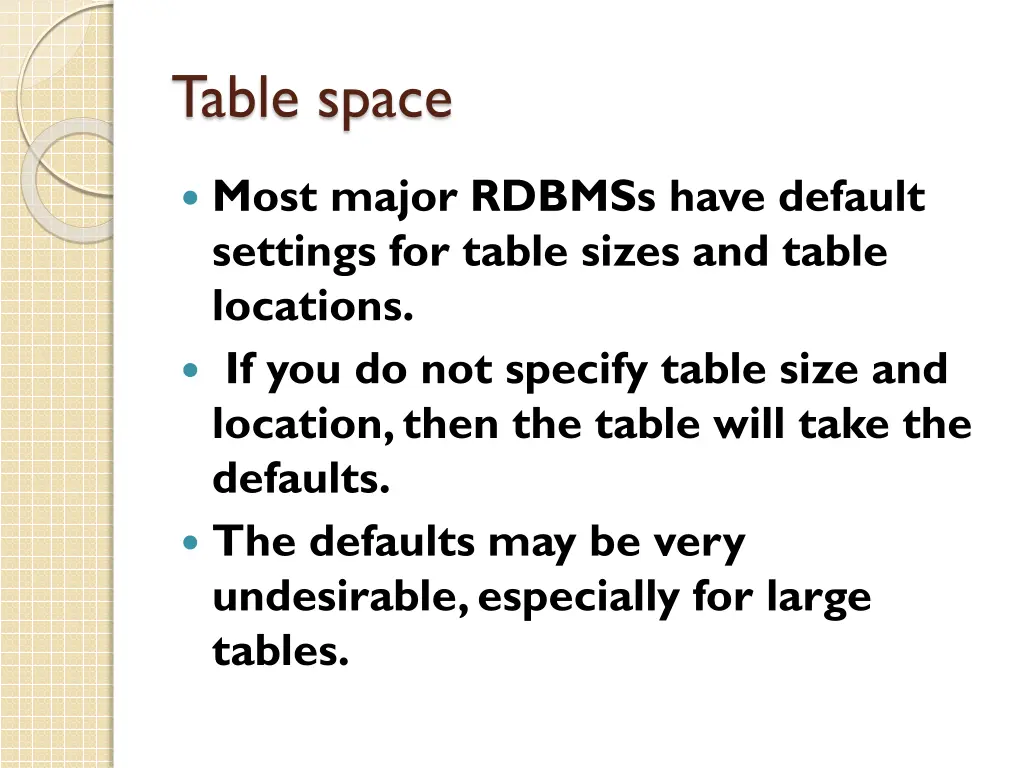 table space 1