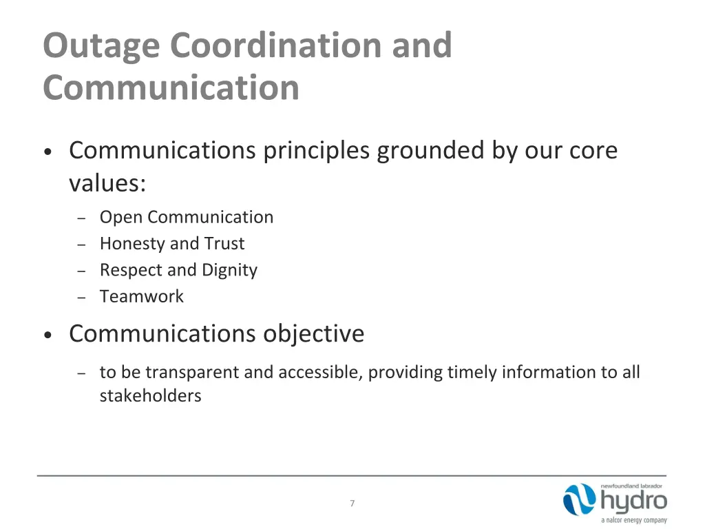 outage coordination and communication