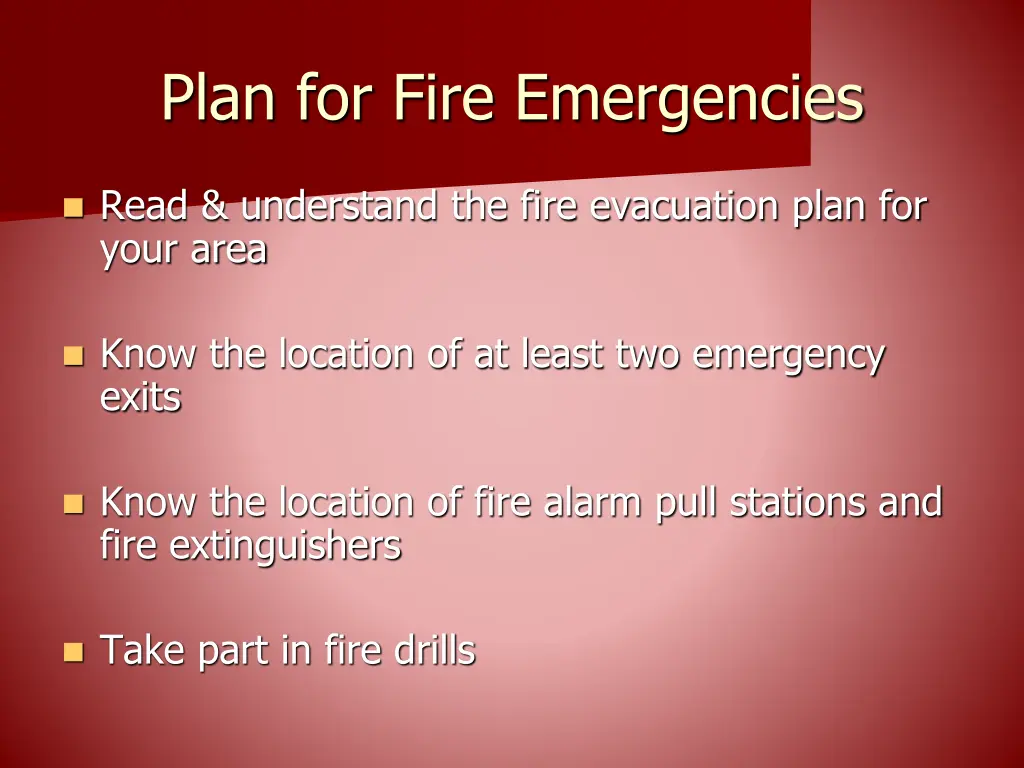 plan for fire emergencies