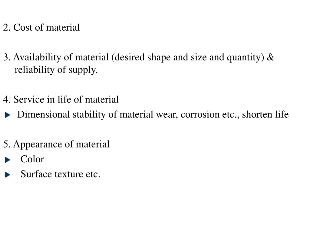 2 cost of material