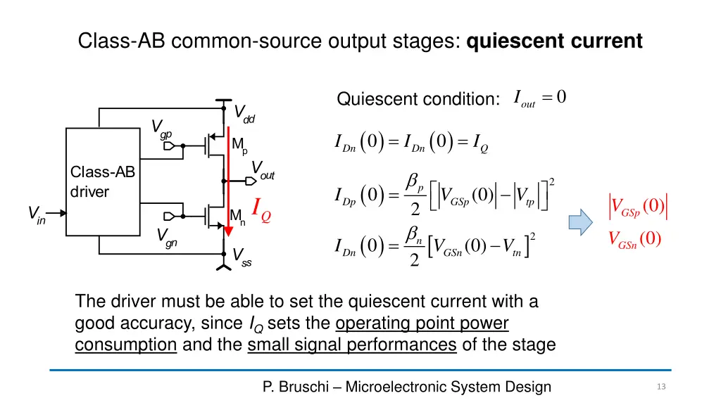 class ab common source output stages quiescent