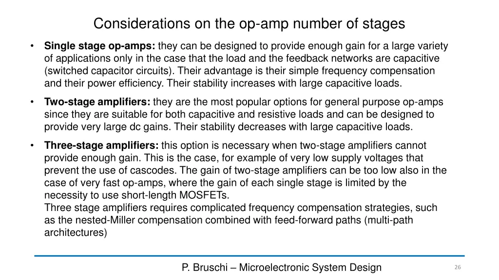 considerations on the op amp number of stages