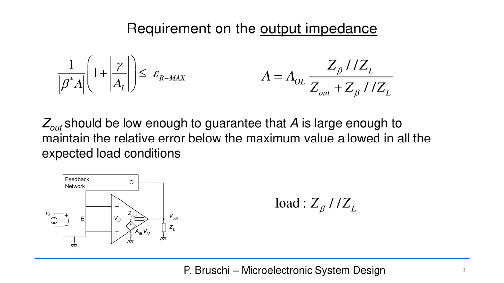 requirement on the output impedance