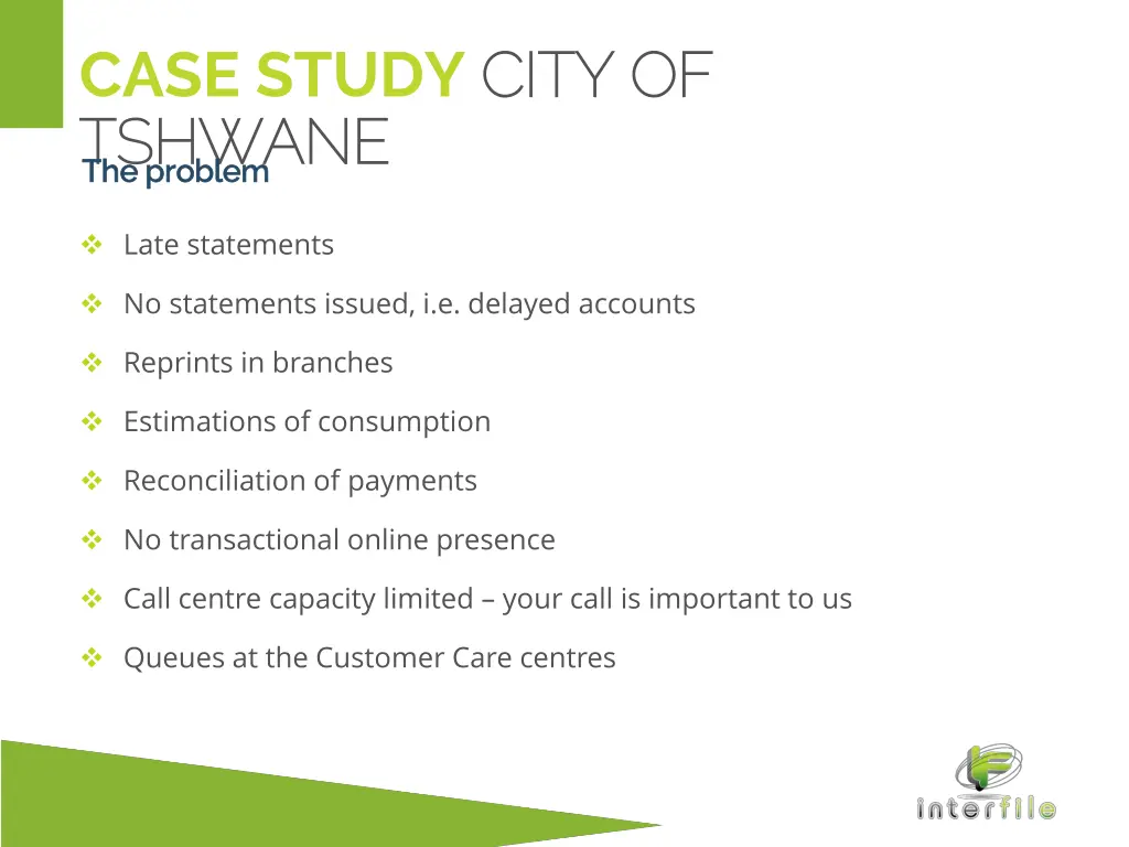 case study city of tshwane tshwane the problem