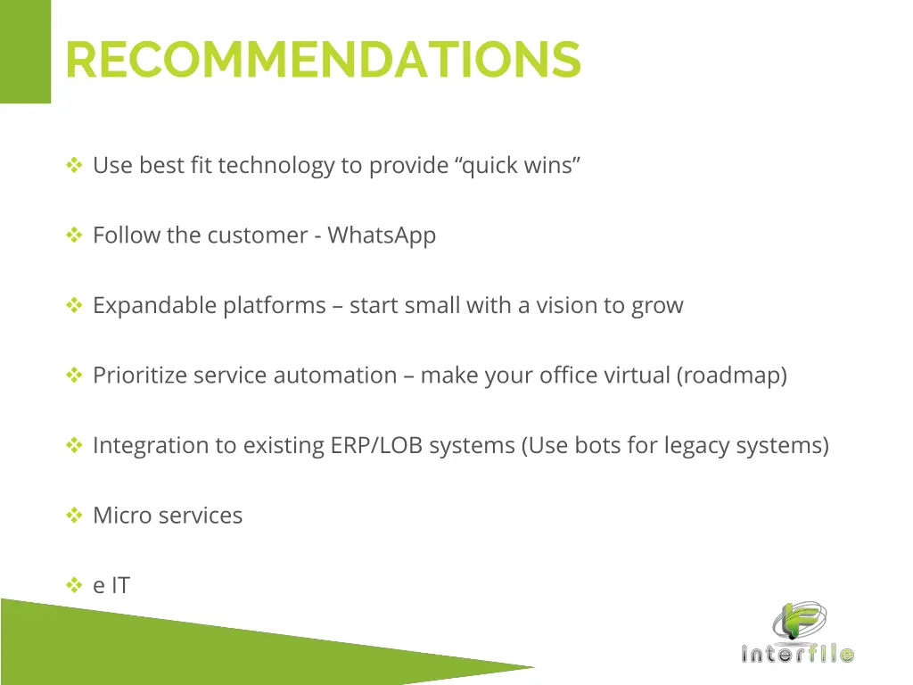 recommendations