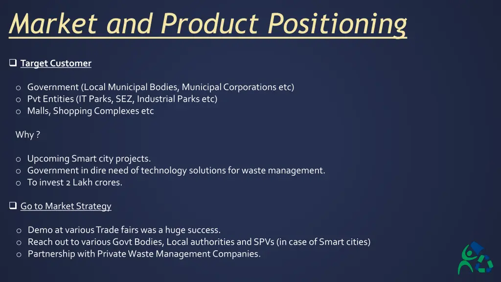 market and product positioning