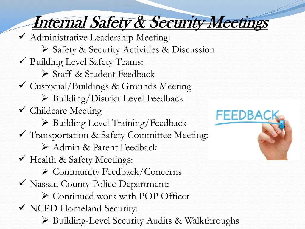 internal safety security meetings internal safety