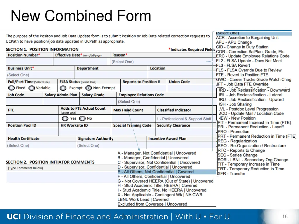 new combined form
