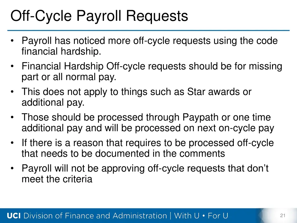 off cycle payroll requests