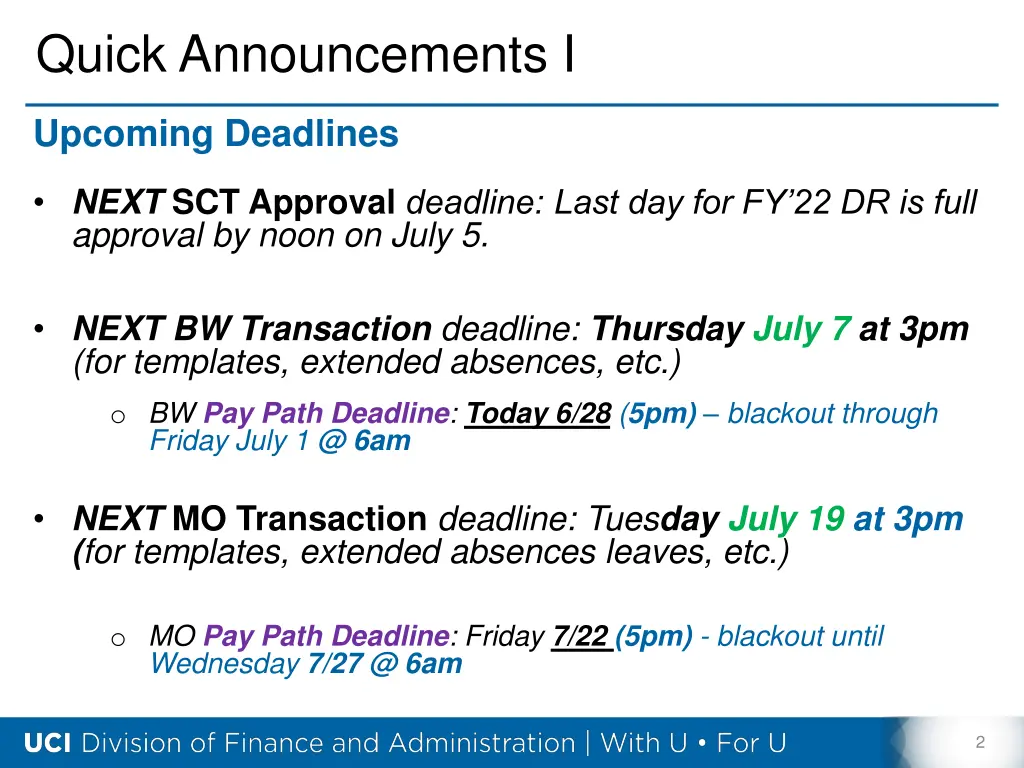 quick announcements i