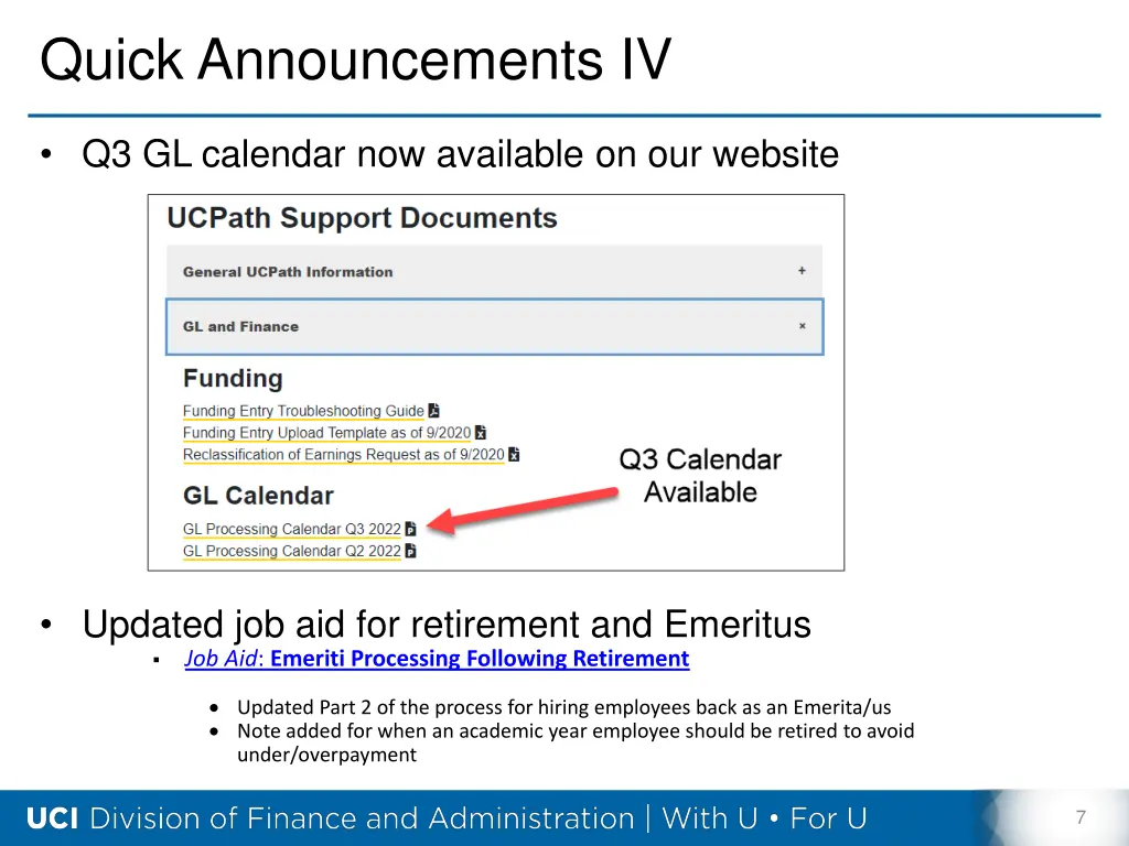 quick announcements iv