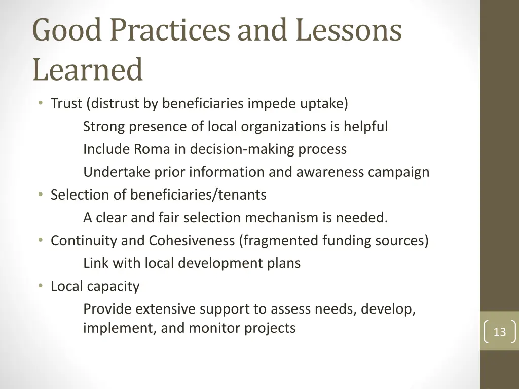 good practices and lessons learned trust distrust
