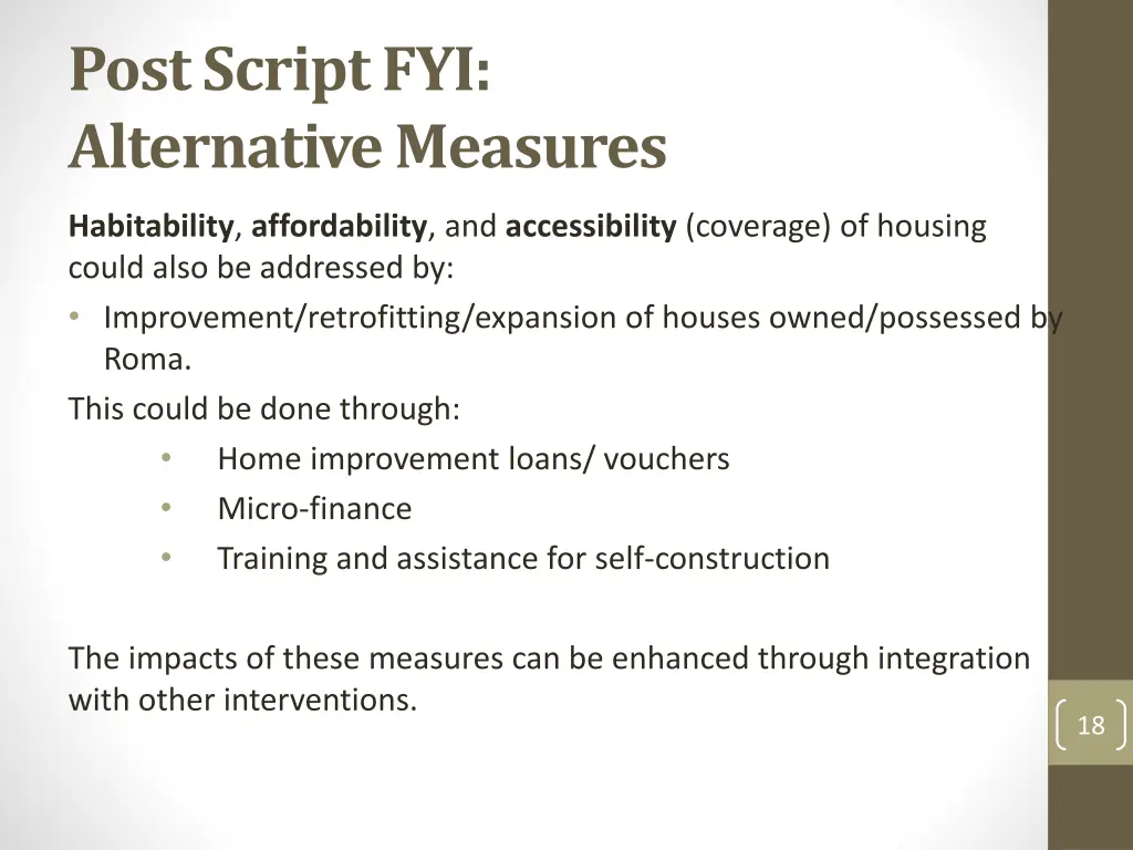 post script fyi alternative measures