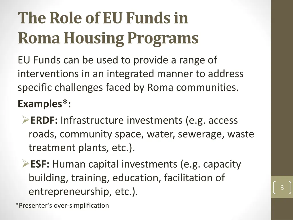 the role of eu funds in roma housing programs