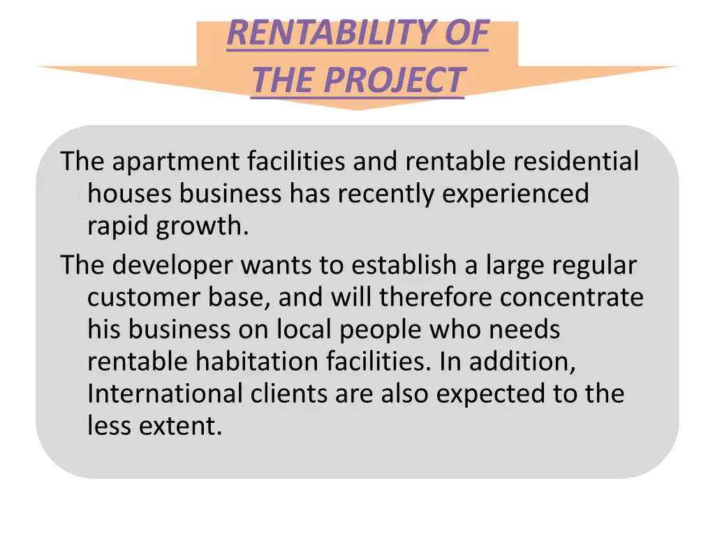 rentability of the project