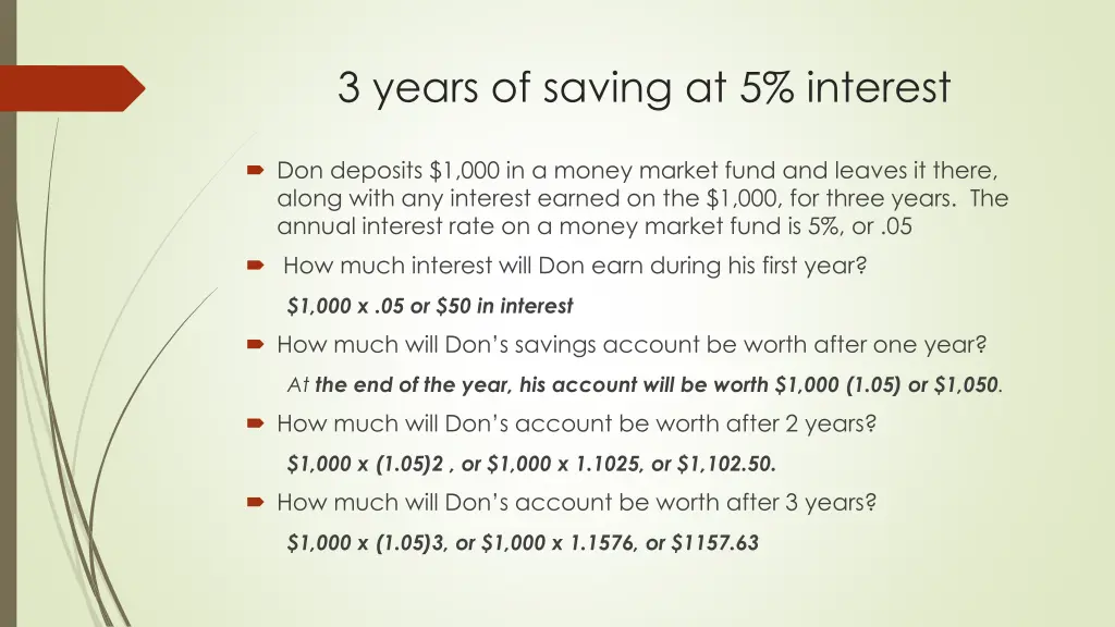 3 years of saving at 5 interest 1