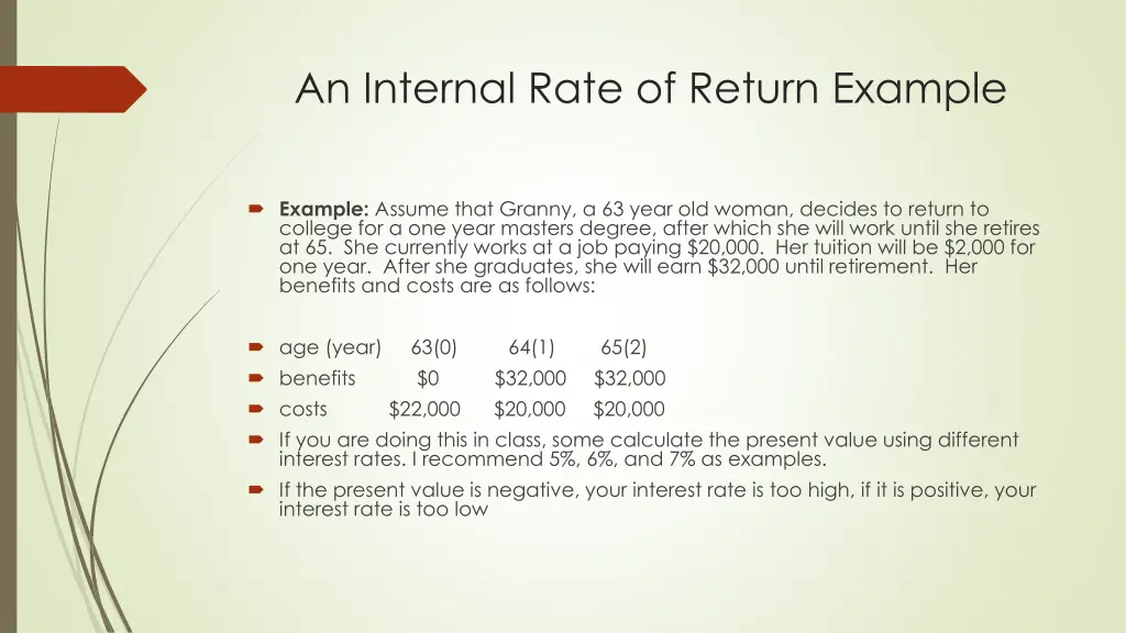 an internal rate of return example