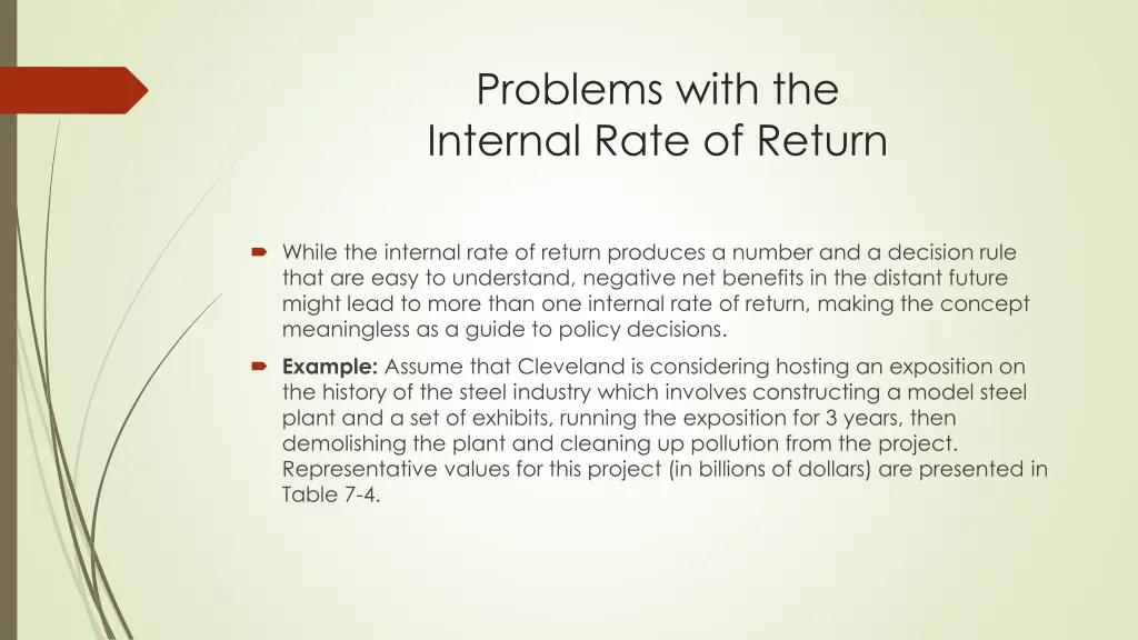 problems with the internal rate of return