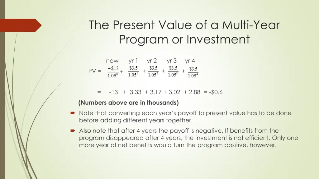 the present value of a multi year program 2