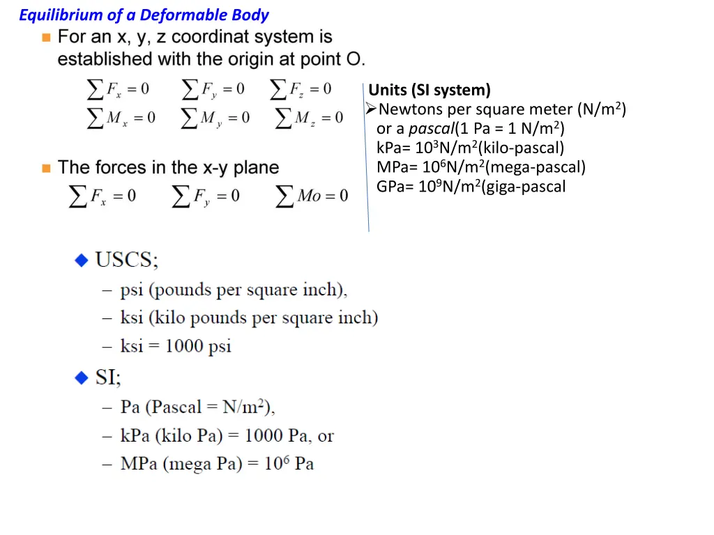 equilibrium of a deformable body