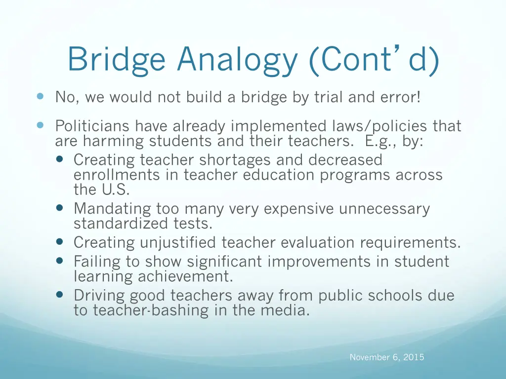 bridge analogy cont d