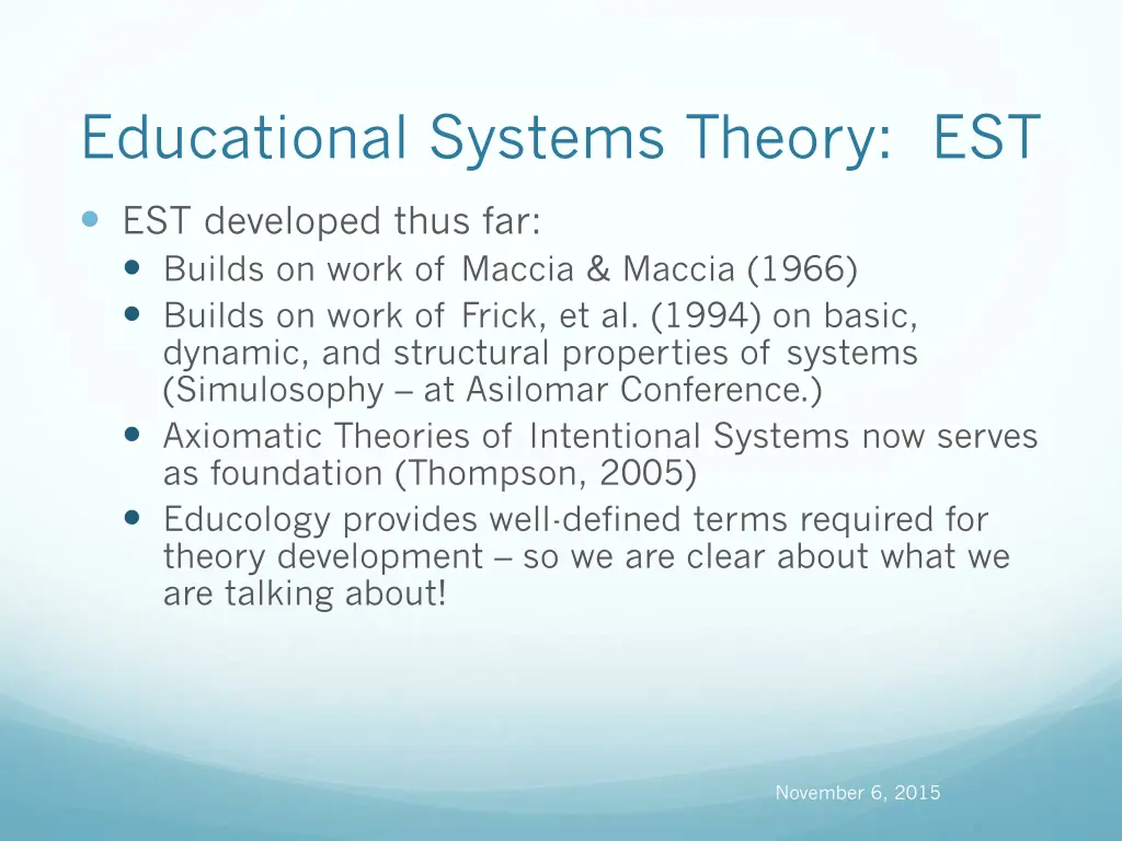educational systems theory est