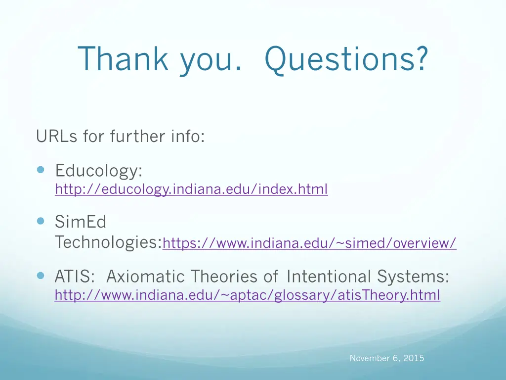 thank you questions