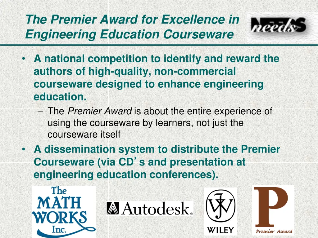 the premier award for excellence in engineering