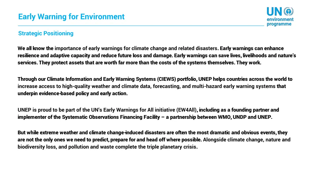 early warning for environment 1