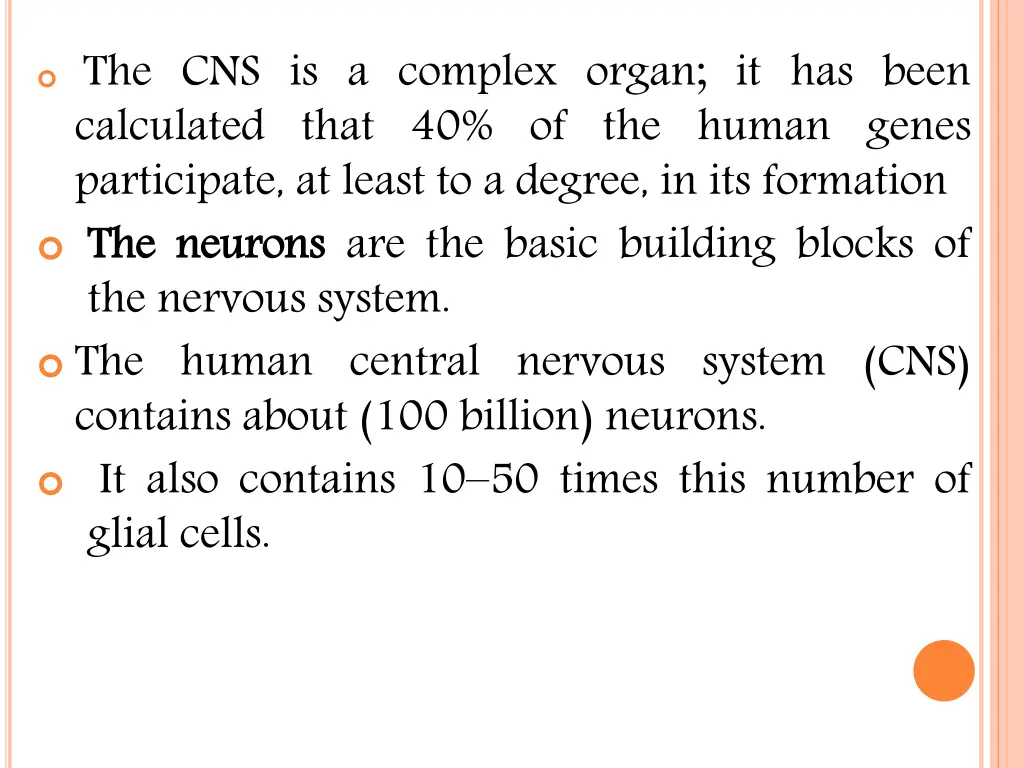 the cns is a complex organ it has been calculated