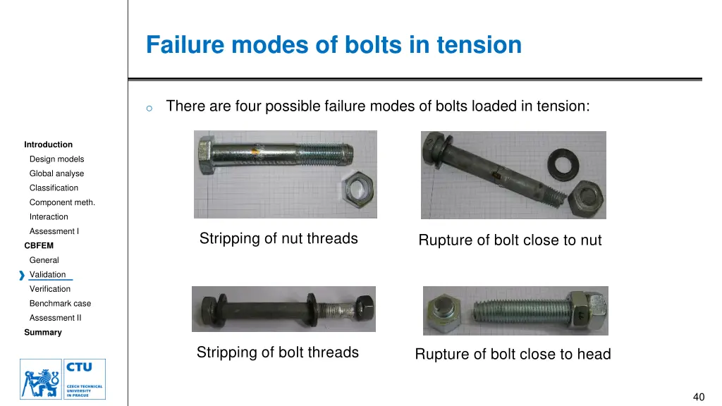 failure modes of bolts in tension