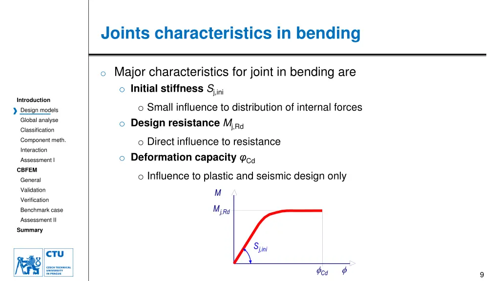 joints characteristics in bending