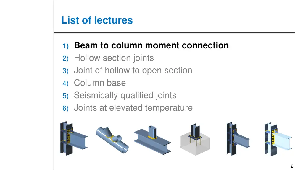 list of lectures