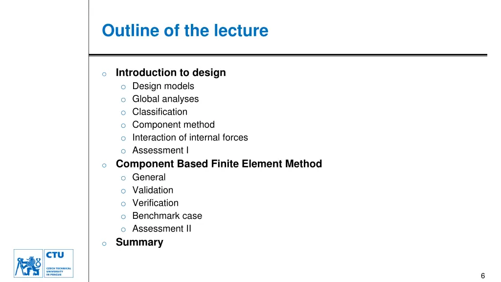 outline of the lecture