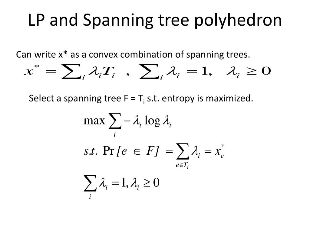 lp and spanning tree polyhedron