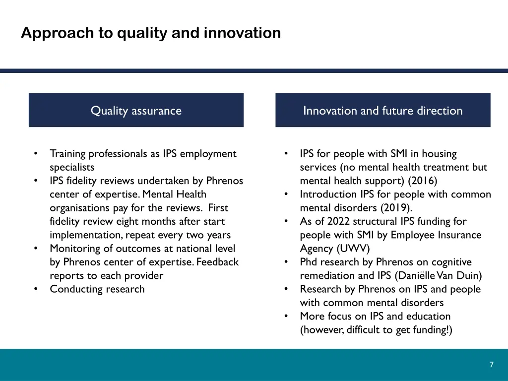 approach to quality and innovation