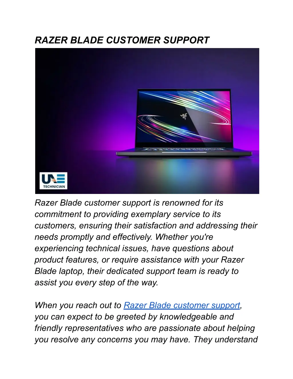 razer blade customer support