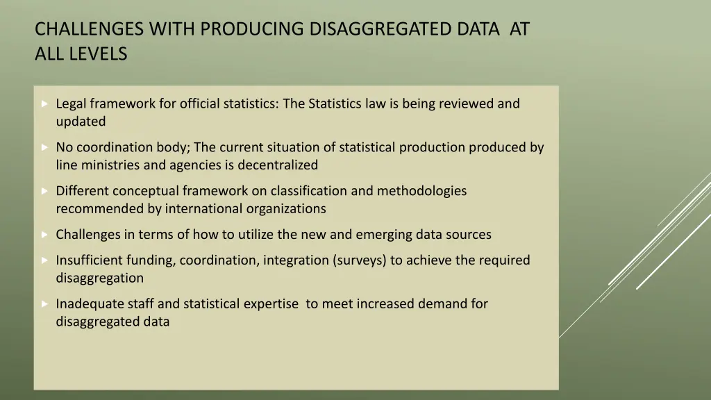 challenges with producing disaggregated data