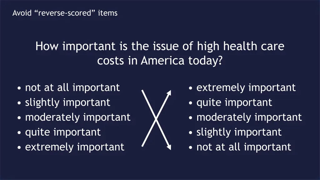 avoid reverse scored items