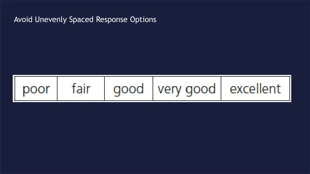 avoid unevenly spaced response options