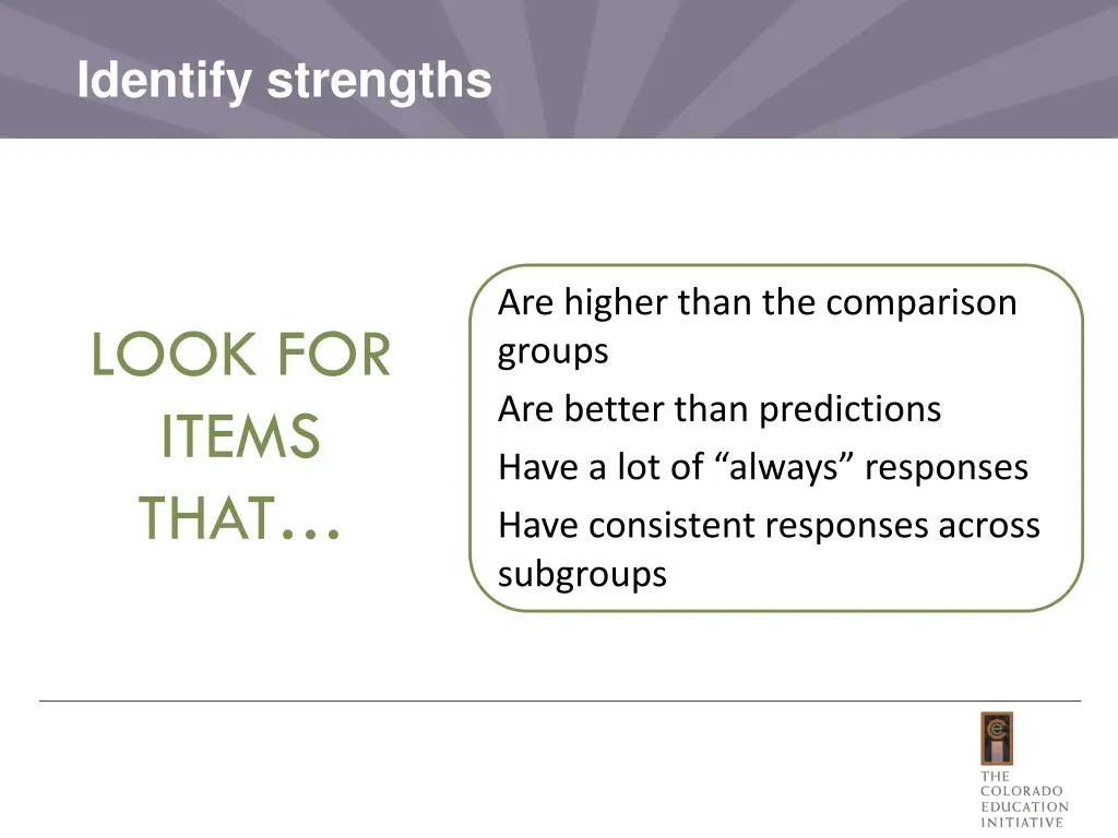 identify strengths