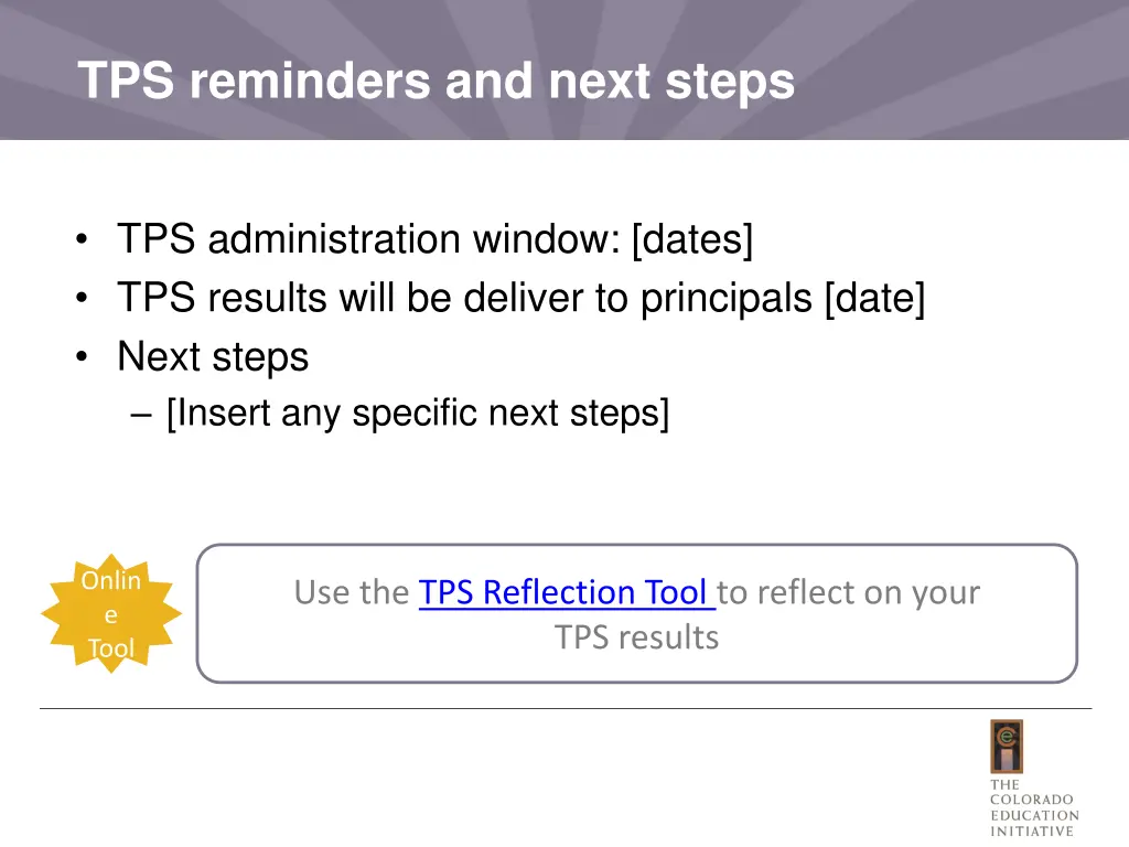 tps reminders and next steps