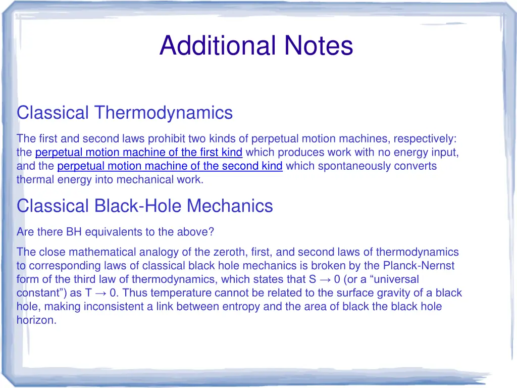 additional notes